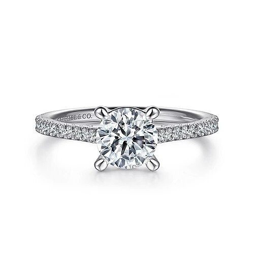Gabriel ER16129R4W44JJ Abbie 14K White Gold Round Diamond Engagement Ring (center diamond not included)