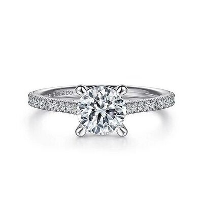 Gabriel ER16129R4W44JJ Abbie 14K White Gold Round Diamond Engagement Ring (center diamond not included)