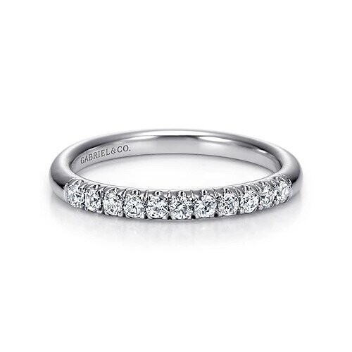 Gabriel AN6071W44JJ Portofino - 14K White Gold 11 Stone French Pave Diamond Wedding Band