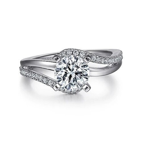 Gabriel ER6974W44JJ Naomi - 14K White Gold Round Bypass Diamond Engagement Ring Mounting (center stone not included)