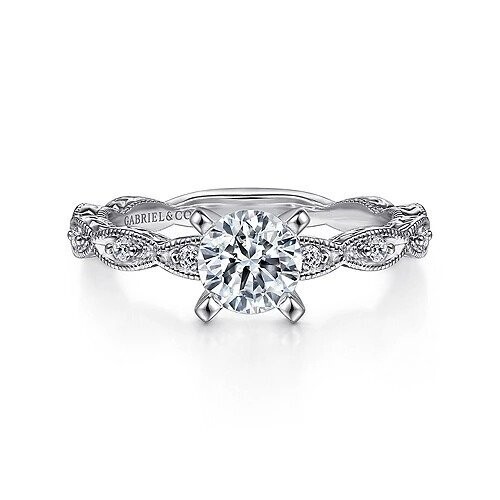Gabriel ER4122R3W44JJ Sadie - 14K White Gold Round Diamond Engagement Ring Mounting (center stone not included)