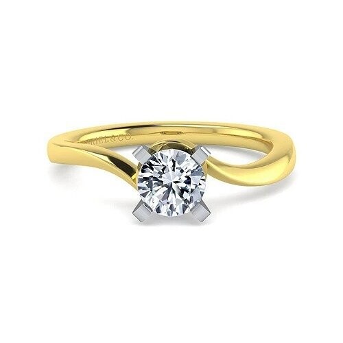 Gabriel ER11588R3M4JJJ Blair - 14K White-Yellow Gold Round Diamond Solitaire Engagement Ring Mounting - (Center Diamond Not Included)