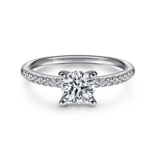Gabriel ER7973W44JJ Kelly - 14K White Gold Round Diamond Engagement Ring Mounting (center stone not included)