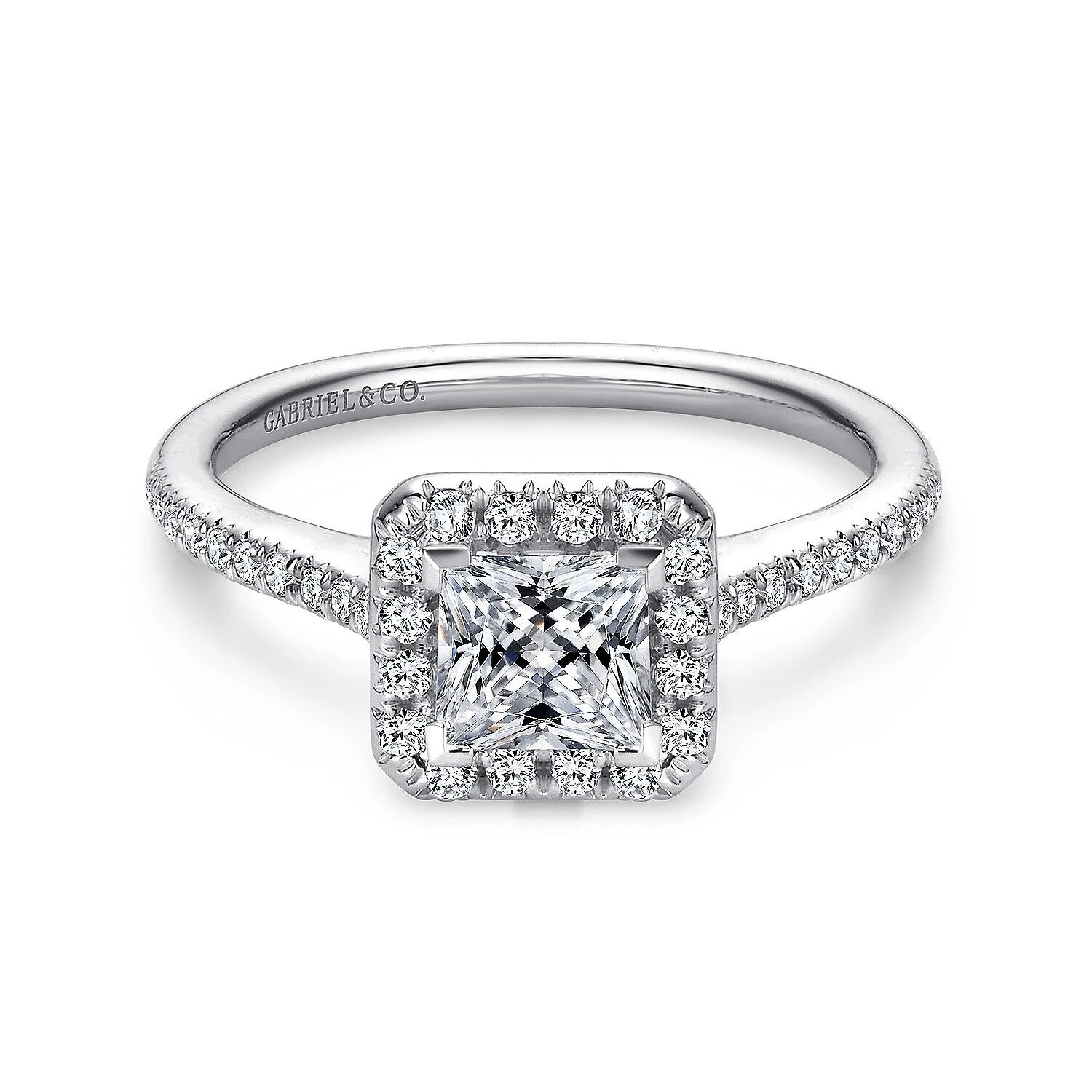 Gabriel ER9382W44JJ Patience - 14K White Gold Princess Halo Diamond Engagement Ring Mounting (center stone not included)