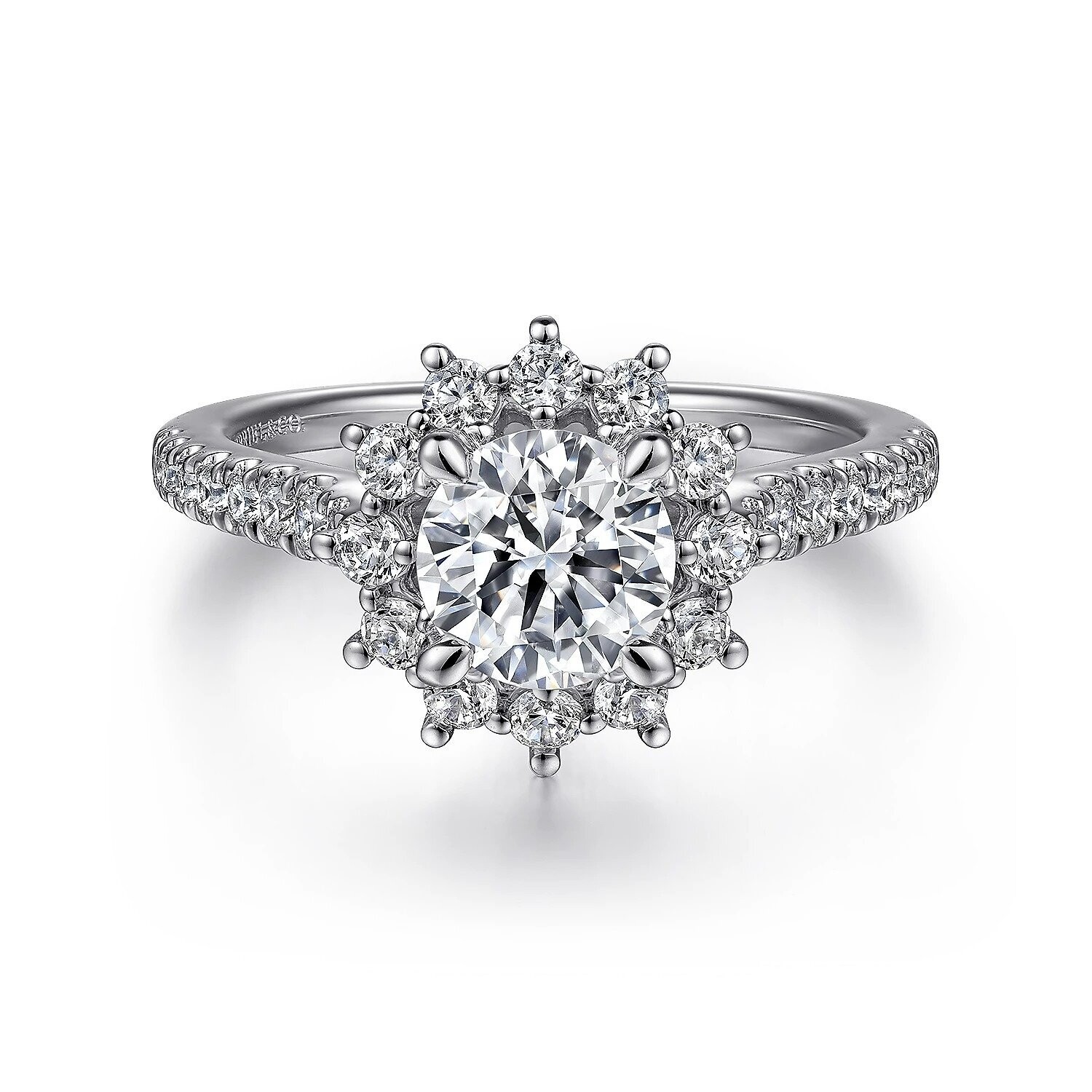 Gabriel ER15590R4W44JJ Hibiscus 14K White Gold Fancy Halo Round Diamond Engagement Ring Mounting (center stone not included)