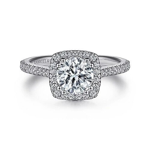 Gabriel ER8152W44JJ Michaela - 14K White Gold Cushion Halo Round Diamond Engagement Ring
Mounting (center stone not included)