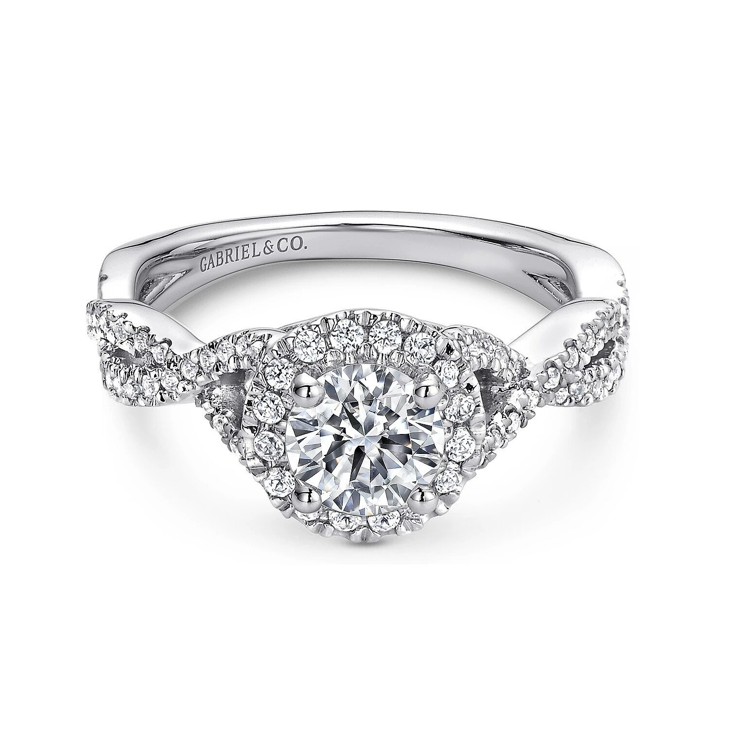 Gabriel ER9370W44JJ Marissa - 14K White Gold Round Halo Diamond Engagement Ring Mounting (center stone not included)