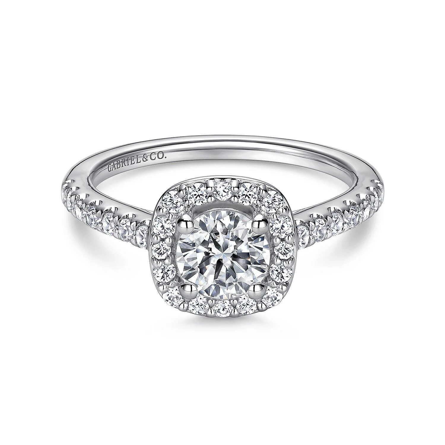 Gabriel ER9319W44JJ Lyla - 14K White Gold Round Halo Diamond Engagement Ring Mounting (center stone not included)