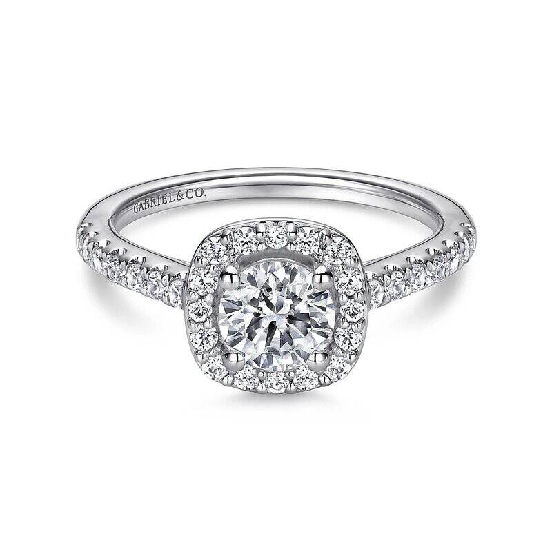 Gabriel ER9319W44JJ Lyla - 14K White Gold Round Halo Diamond Engagement Ring Mounting (center stone not included) (Clearance Priced) Gabriel ER9319W44JJ Lyla - 14K White Gold Round Halo Diamond Engagement Ring Mounting (center stone not included) (Clearance Priced)