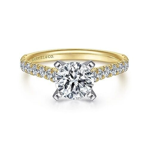 Gabriel ER7225M44JJ Erica - 14K White-Yellow Gold Round Diamond Engagement Ring Mounting (center stone not included)