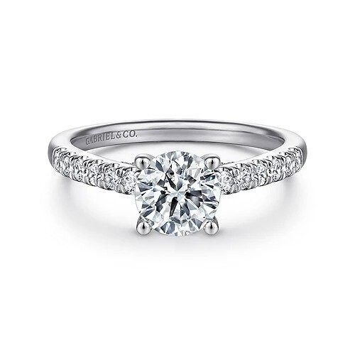 Gabriel ER14399R4W44JJ Jones - 14K White Gold Round Diamond Engagement Ring Mounting (center stone not included)