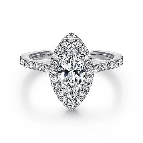 Gabriel ER6419M4W44JJ Carly - 14K White Gold Marquise Halo Diamond Engagement Ring Mounting (center stone not included)