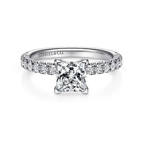Gabriel ER13904S4W44JJ Amira - 14K White Gold Princess Cut Diamond Engagement Ring Mounting (center stone not included)