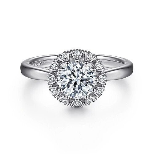Gabriel ER15755Q4W44JJ Addie - 14K White Gold Round Halo Diamond Engagement Ring Mounting (center stone not included)