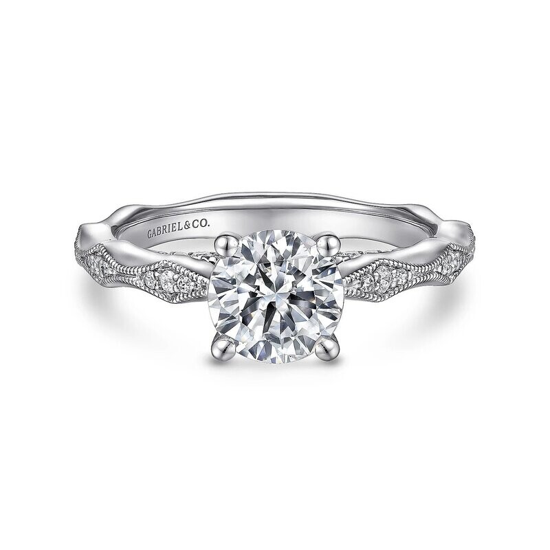 Gabriel ER14427R4W44JJ Mason - 14K White Gold Round Diamond Engagement Ring Mounting (center diamond not included) (Clearance Priced) Gabriel ER14427R4W44JJ Mason - 14K White Gold Round Diamond Engagement Ring Mounting (center diamond not included) (Clearance Priced)