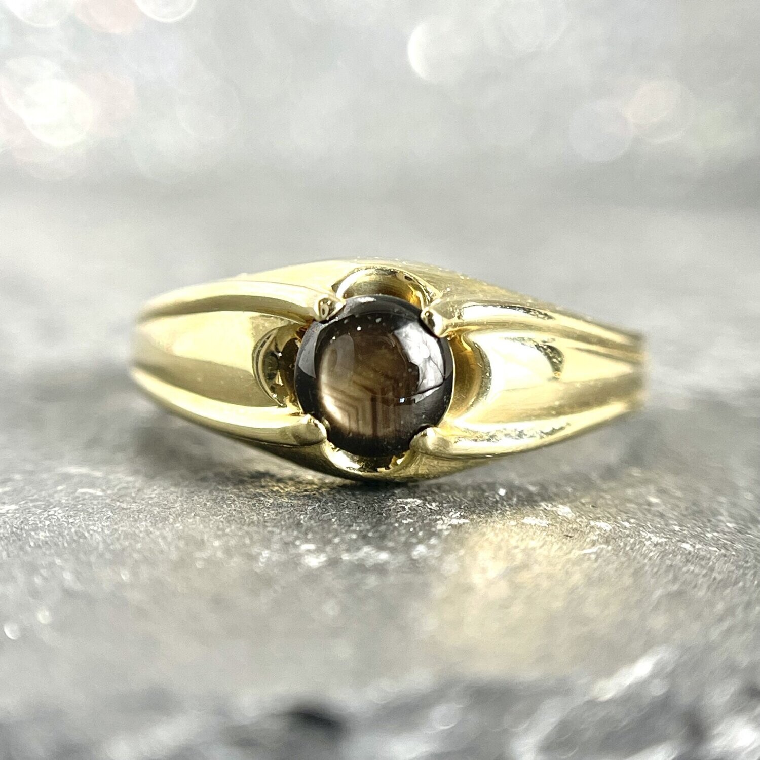 RG156 14k Yellow Gold Gent's Black Star Sapphire Ring