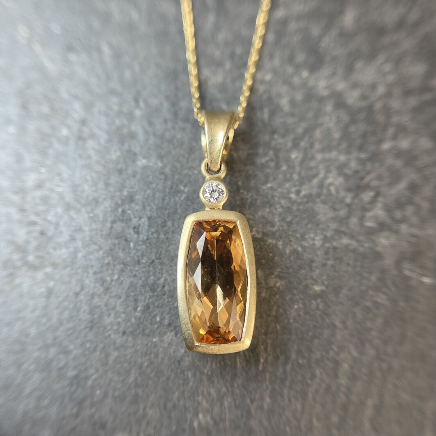 OTH024 14k Yellow Gold Precious Topaz & Diamond Necklace