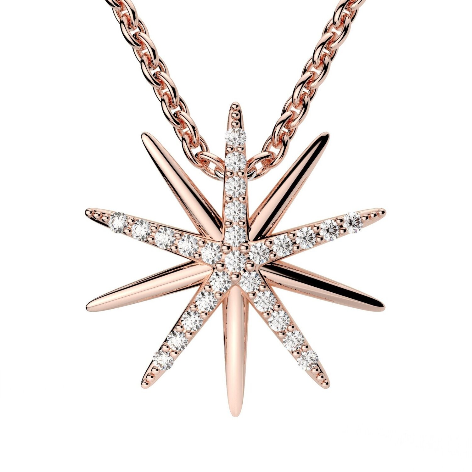 Grandeur P1399R  14k Rose Gold Diamond "Sun" Necklace