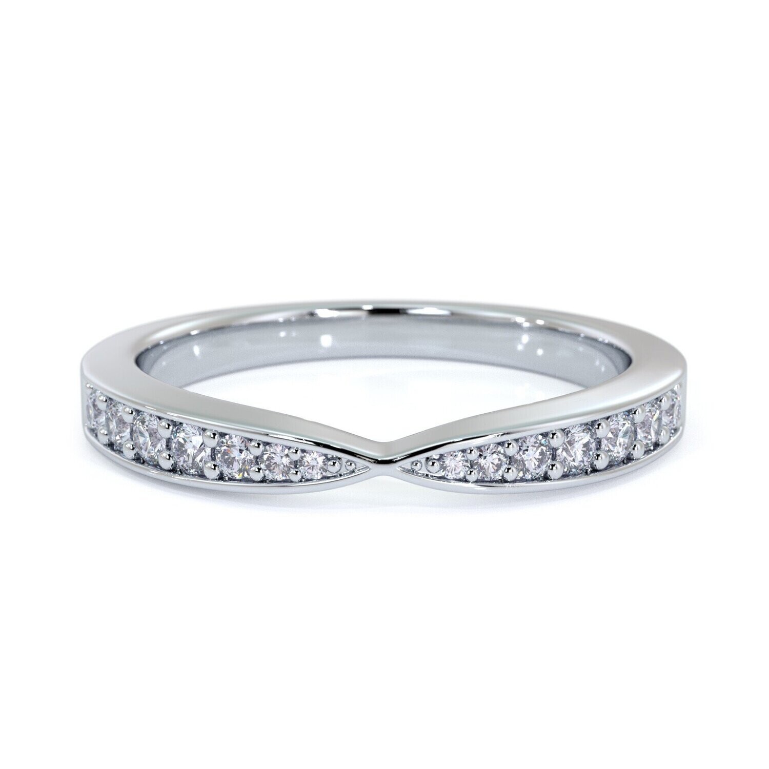 Grandeur R3648  14k White Gold Pinched Diamond Band