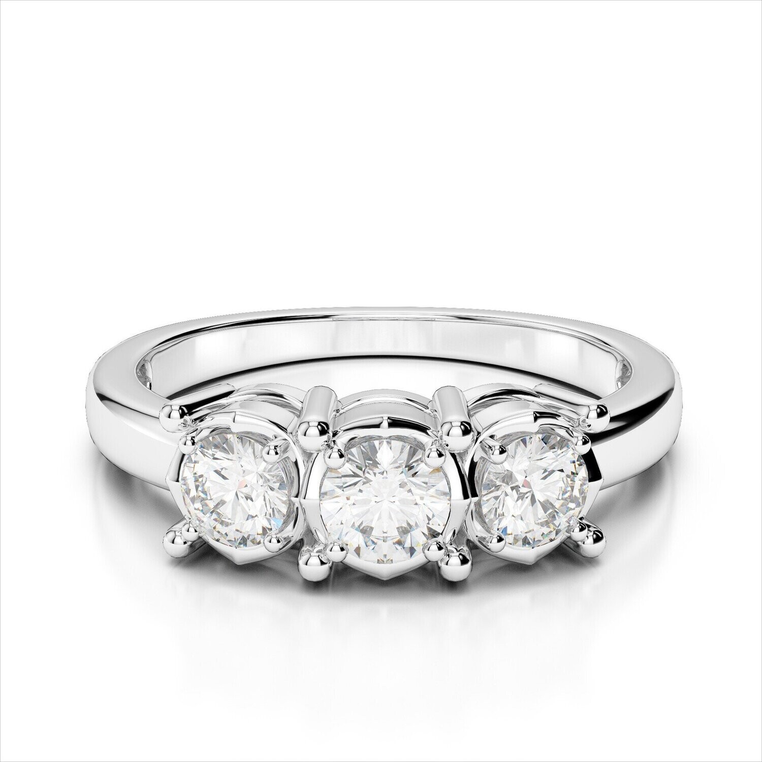 Grandeur R3003 14k White Gold 3-Stone Diamond Ring