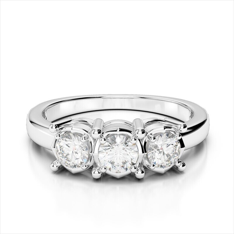 Grandeur R3003 14k White Gold 3-Stone Diamond Ring