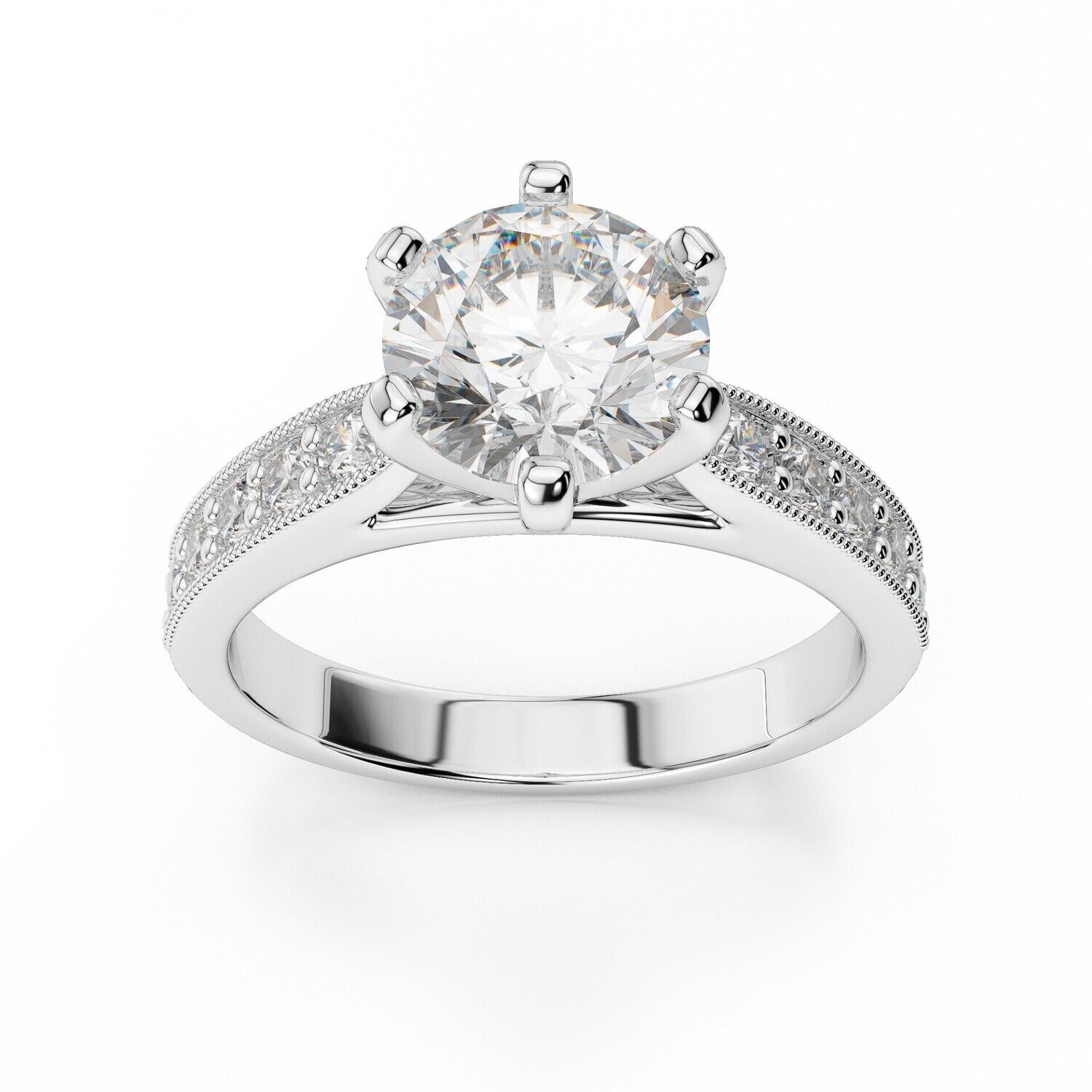Grandeur R2856E  14k White Gold Diamond Engagement Mounting (Center Diamond Sold Separately Grandeur R2856E  14k White Gold Diamond Engagement Mounting (Center Diamond Sold Separately