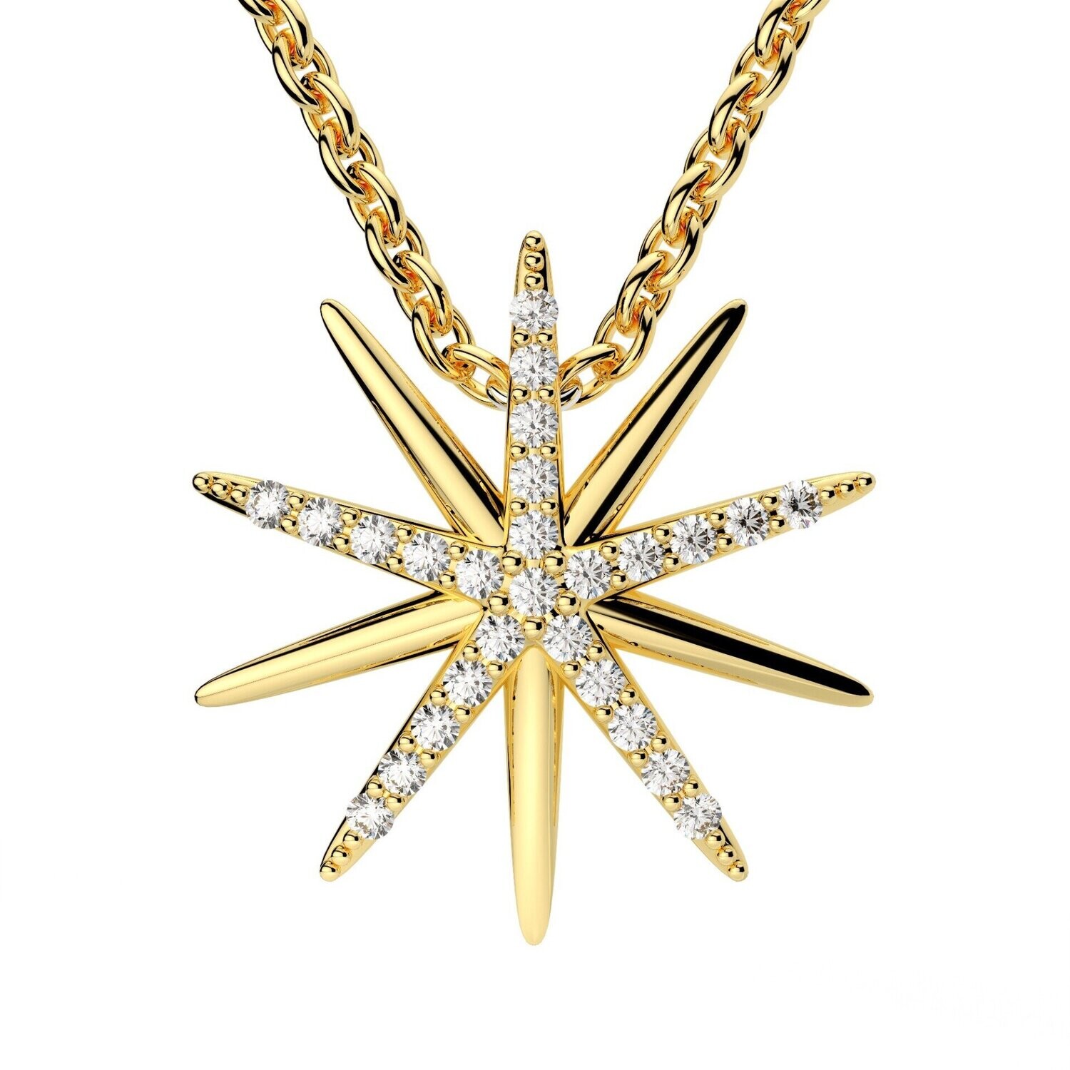 Grandeur P1399Y  14k Yellow Gold Diamond "Sun" Necklace