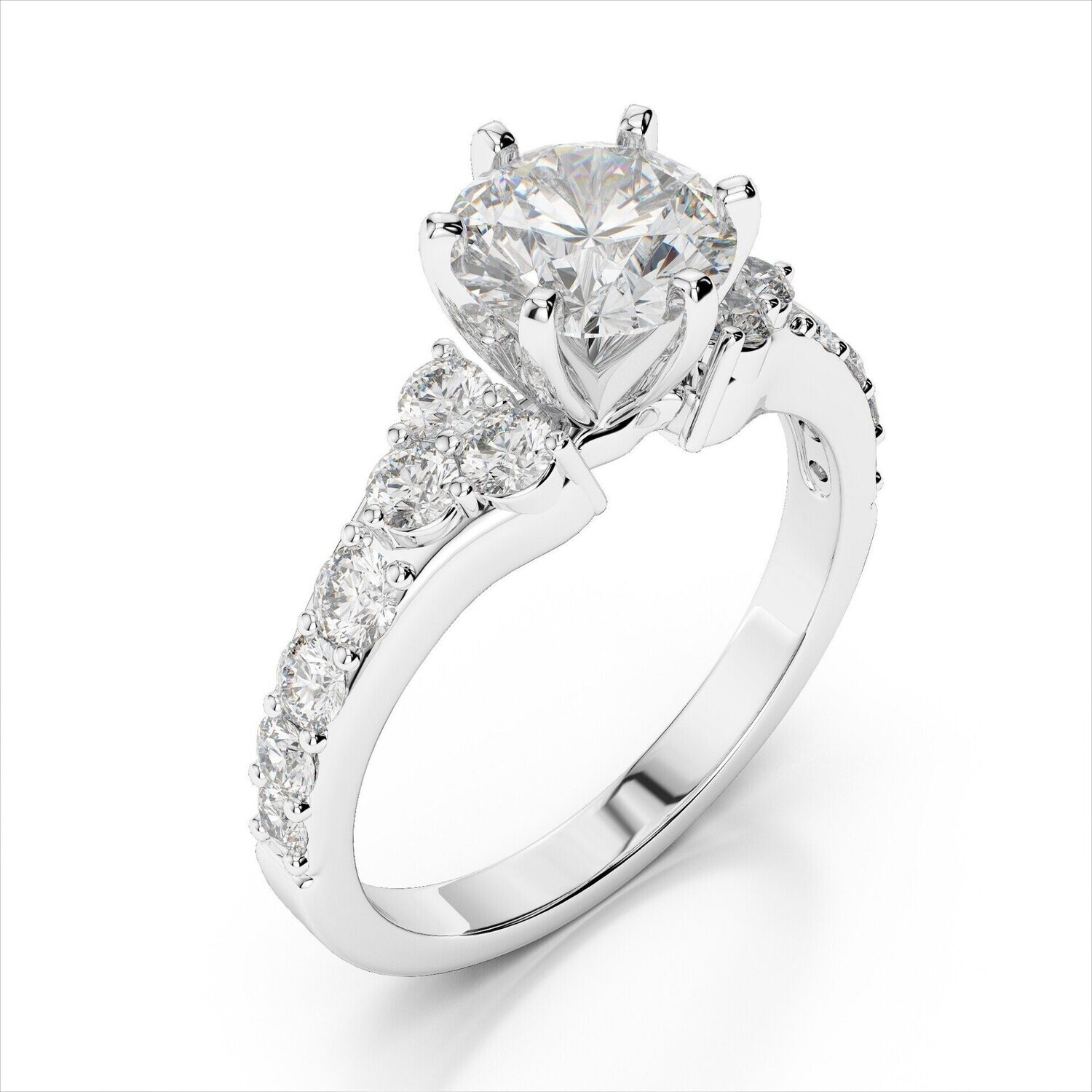 Grandeur R2885E  14k White gold Diamond Engagement Mounting - (Center Diamond Sold Separately)