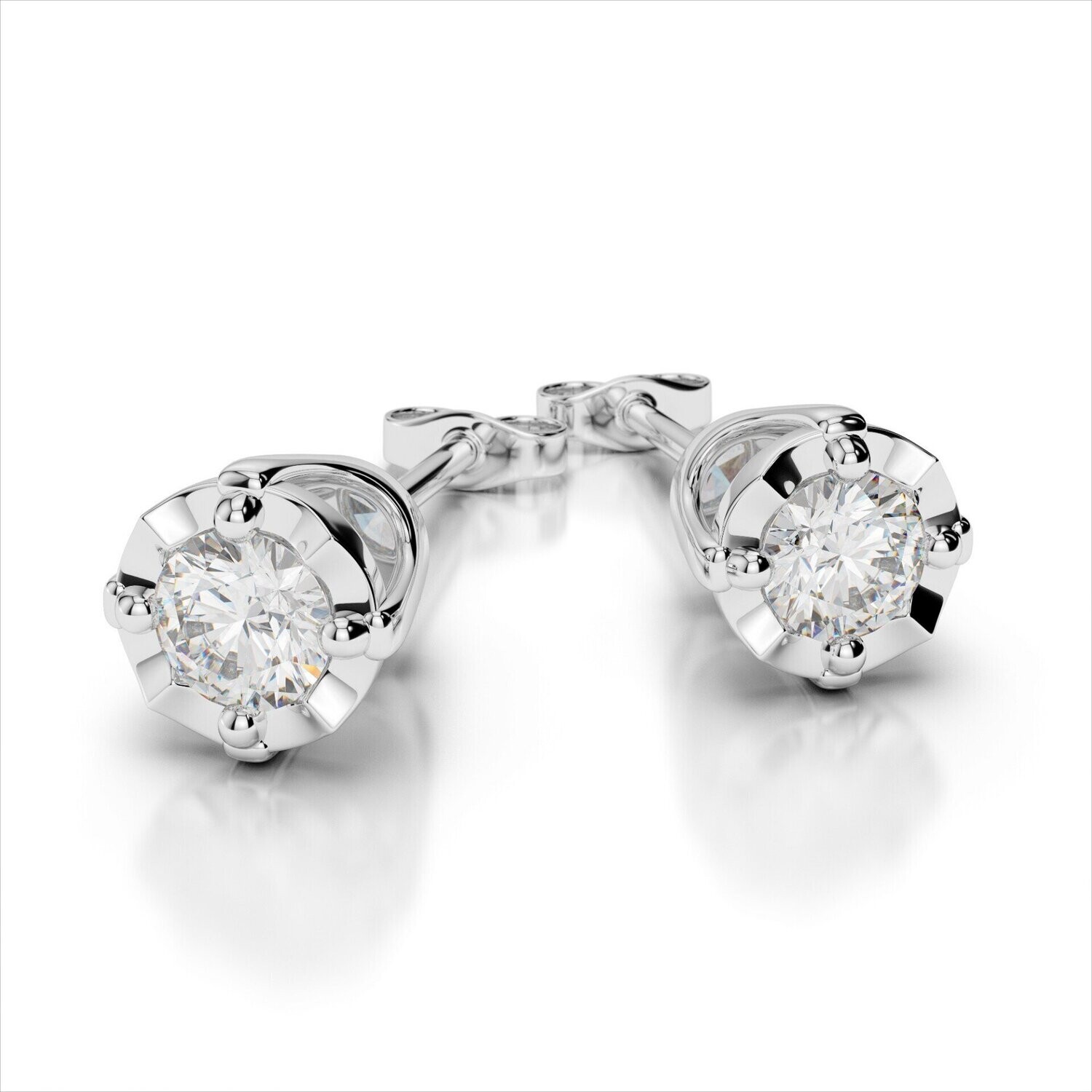 Grandeur 14k White Gold "Miracle" Diamond Stud Earrings (.10ct total weight)