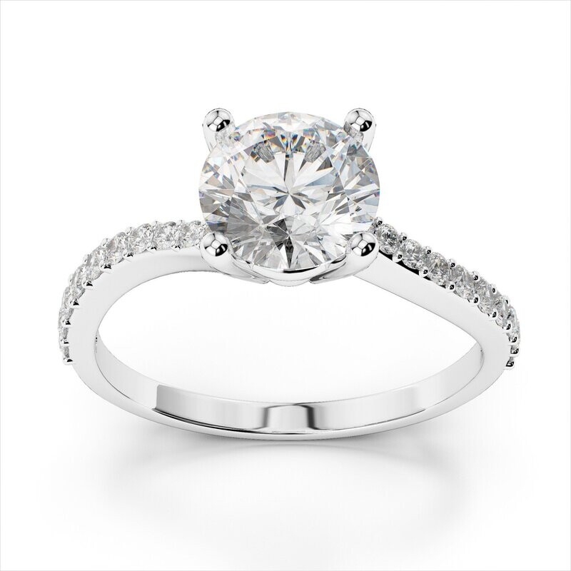Grandeur R3445  14k White Gold Diamond curved Engagement Mounting (Center Diamond Sold Separately) - ON SALE!!!
