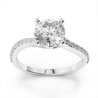Grandeur R3445 14k White Gold Diamond curved Engagement Mounting (Center Diamond Sold Separately) - ON SALE!!!