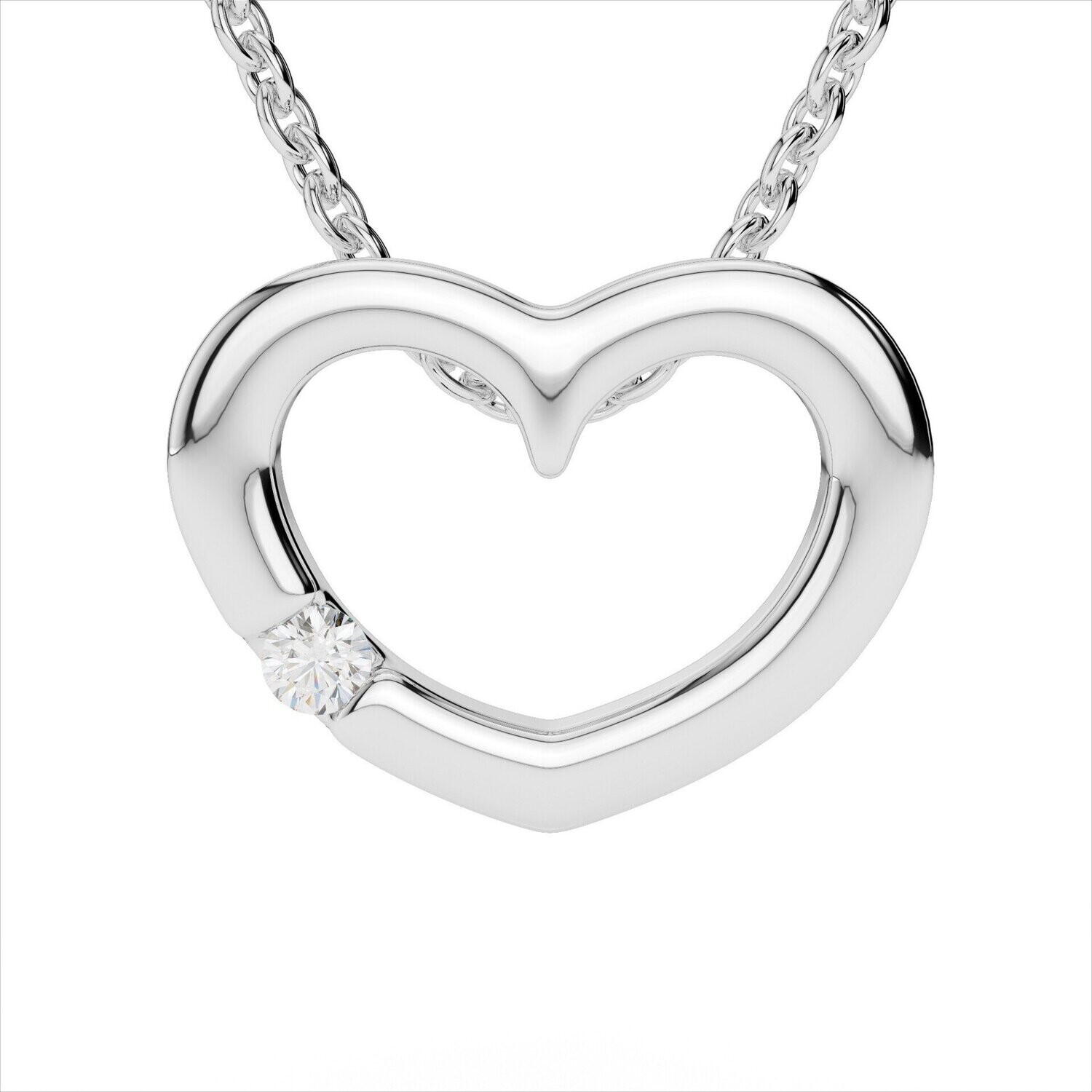 Grandeur P1208W  14k White Gold Diamond Heart Necklace