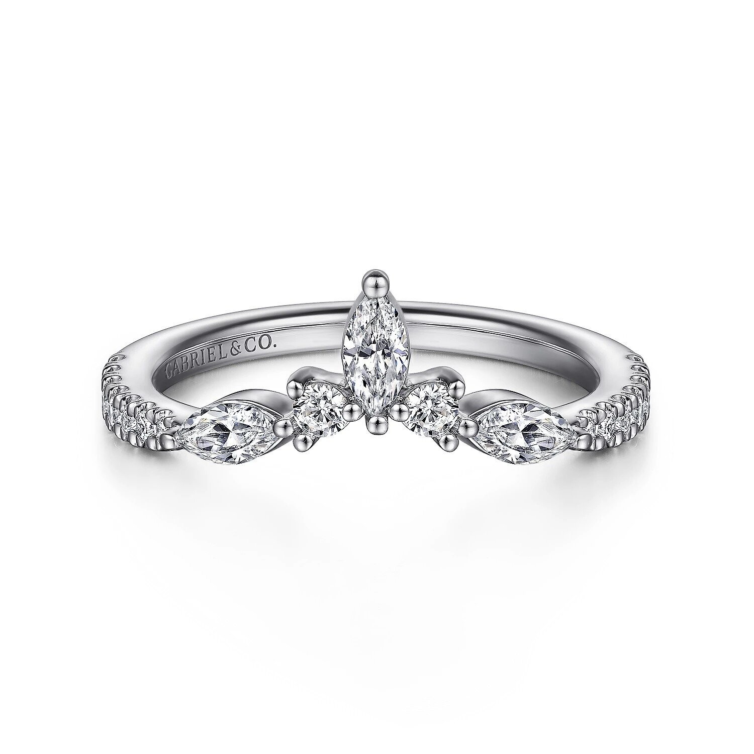 Gabriel AN15563W44JJ Tulsie - 14K White Gold Diamond Anniversary Band