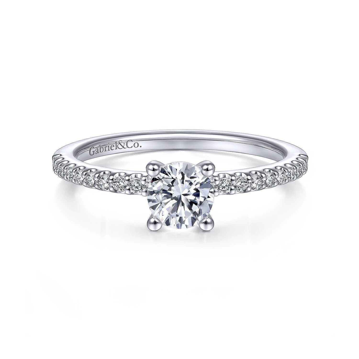 Gabriel ER14918R2W44JJ  Amata - 14K White Gold Round Diamond Engagement Ring Mounting (center stone not included)