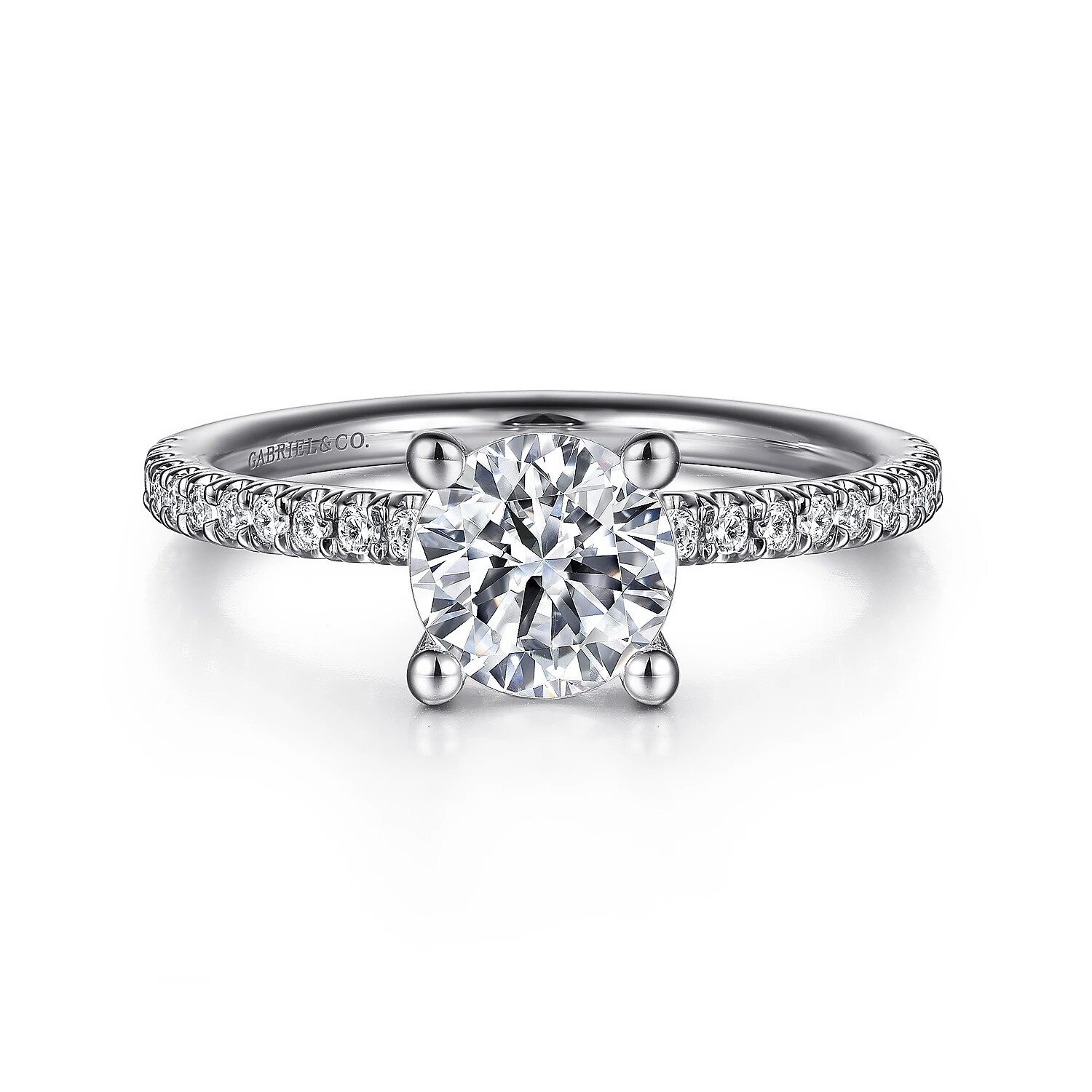 Gabriel ER15525R4W44JJ  Evelyn - 14K White Gold Round Diamond Engagement Ring Mounting (center stone not included)