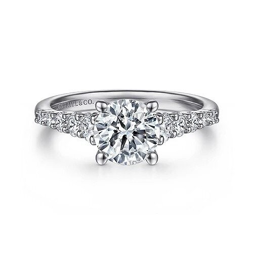Gabriel ER11756R4W44JJ Reed - 14K White Gold Round Diamond Engagement Ring Mounting (center diamond not included)