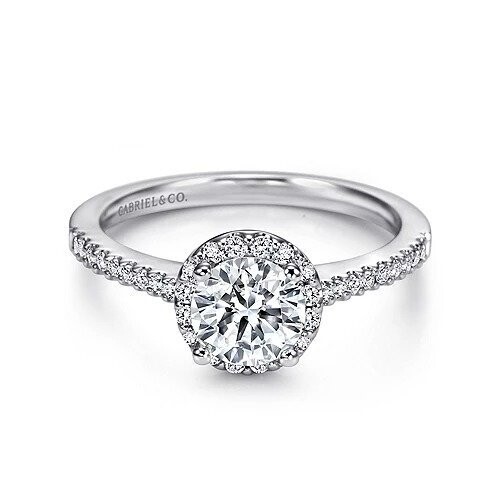 Gabriel ER6558W44JJ Carly - 14K White Gold Round Halo Diamond Engagement Ring Mounting (center diamond not included)