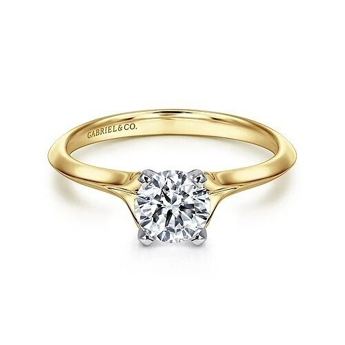 Gabriel ER11832R3M4JJJ Ellis - 14K White-Yellow Gold Round Diamond Engagement Ring Mounting (center diamond not included)