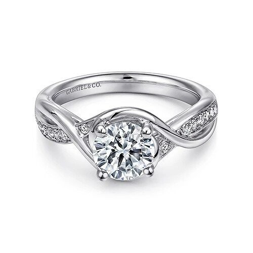 Gabriel ER10315W44JJ Bailey - 14K White Gold Round Twisted Diamond Engagement Ring Mounting (center diamond not included)