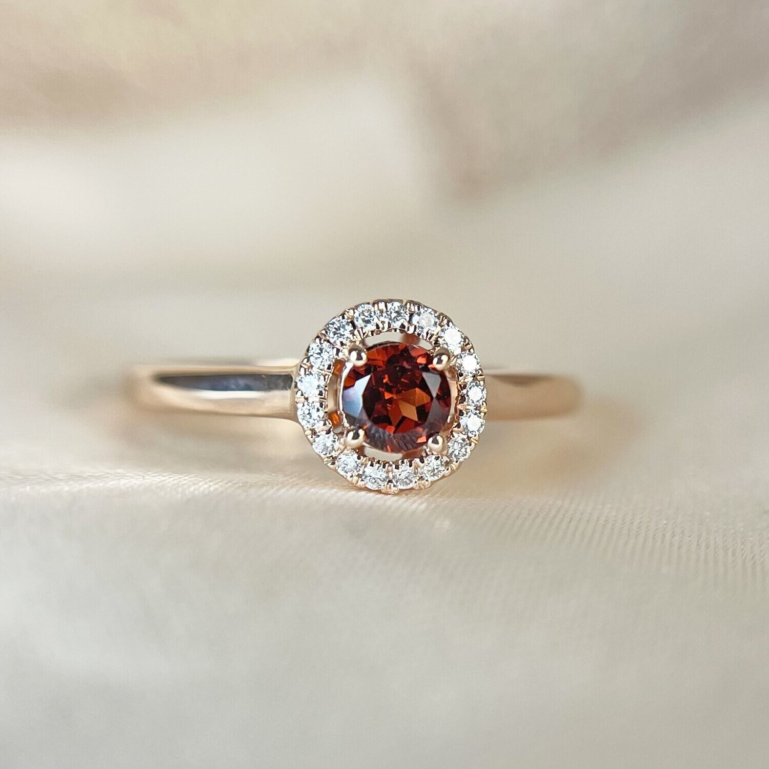 24393845  14k Rose Gold Garnet & Diamond Ring