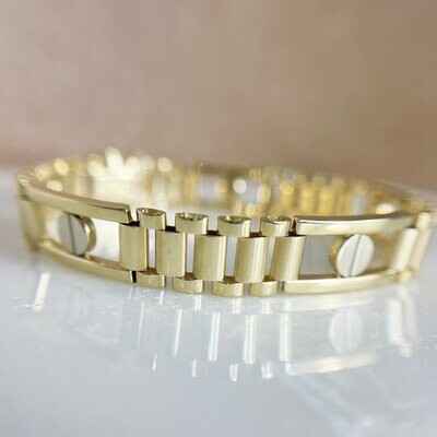 CA707 14k Yellow/White Gold Gent's Link Bracelet