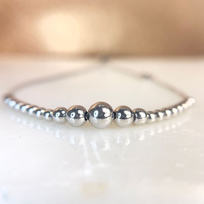 CG  SS-3650  Sterling Silver Bead Bola Bracelet
