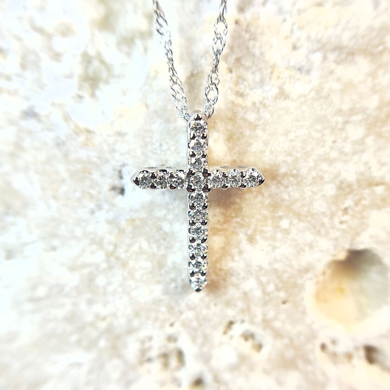 25274606  14k White Gold Diamond Cross Necklace 25274606  14k White Gold Diamond Cross Necklace