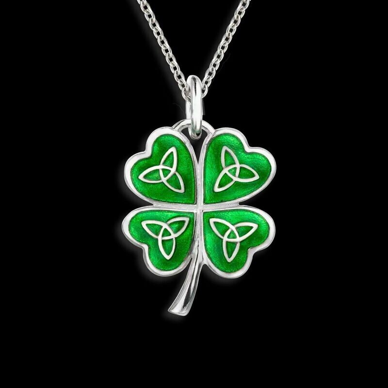 Nicole Barr NN0471A   Sterling Silver Hand-Enameled Cloverleaf Celtic Necklace