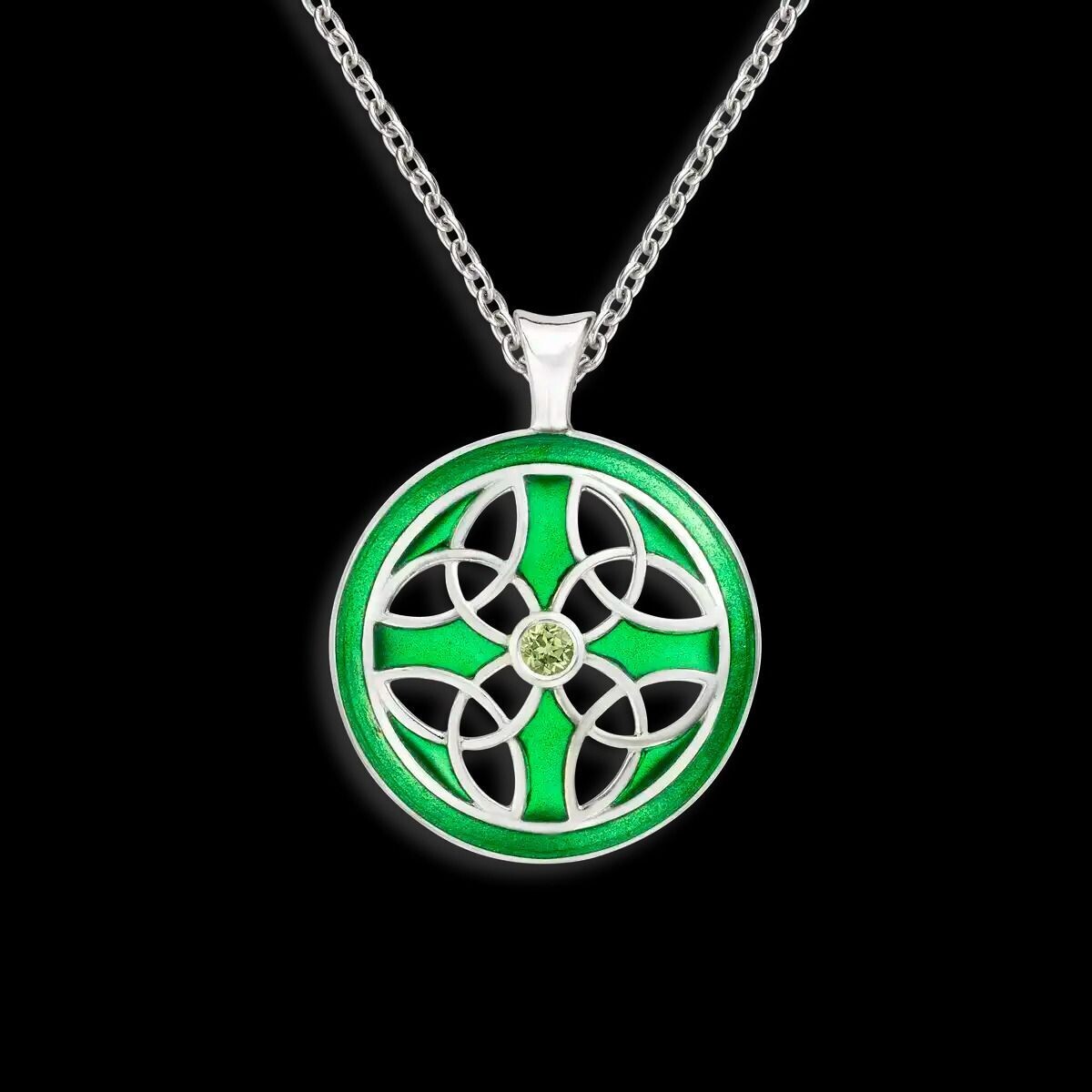 Nicole Barr NN0469SA   Sterling Silver Hand-Enameled Plique-A-Jour Circle Celtic Cross Necklace