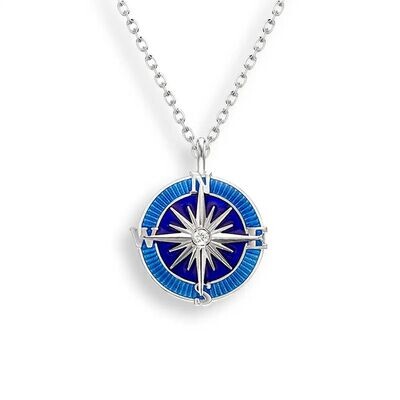 Nicole Barr NN0418YB Sterling Silver Compass White Sapphire Necklace