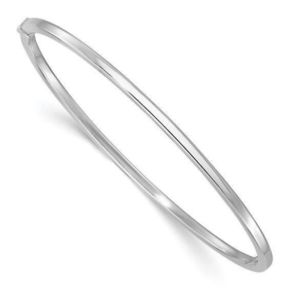 QB1513  Sterling Silver Rhodium Plated Square Tube Slip On Bangle Bracelet