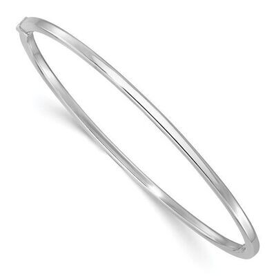 QB1513 Sterling Silver Rhodium Plated Square Tube Slip On Bangle Bracelet