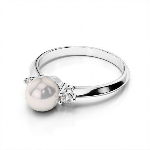 Grandeur R2260 14k White Gold Pearl & Diamond Ring