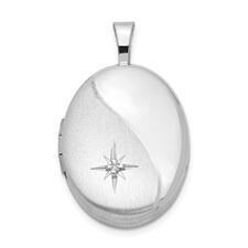 QLS512 Sterling Silver Diamond Polished Locket with Satin Star